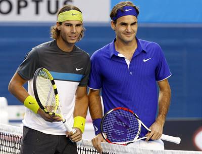 Rafael Nadal a Roger Federer před finále.